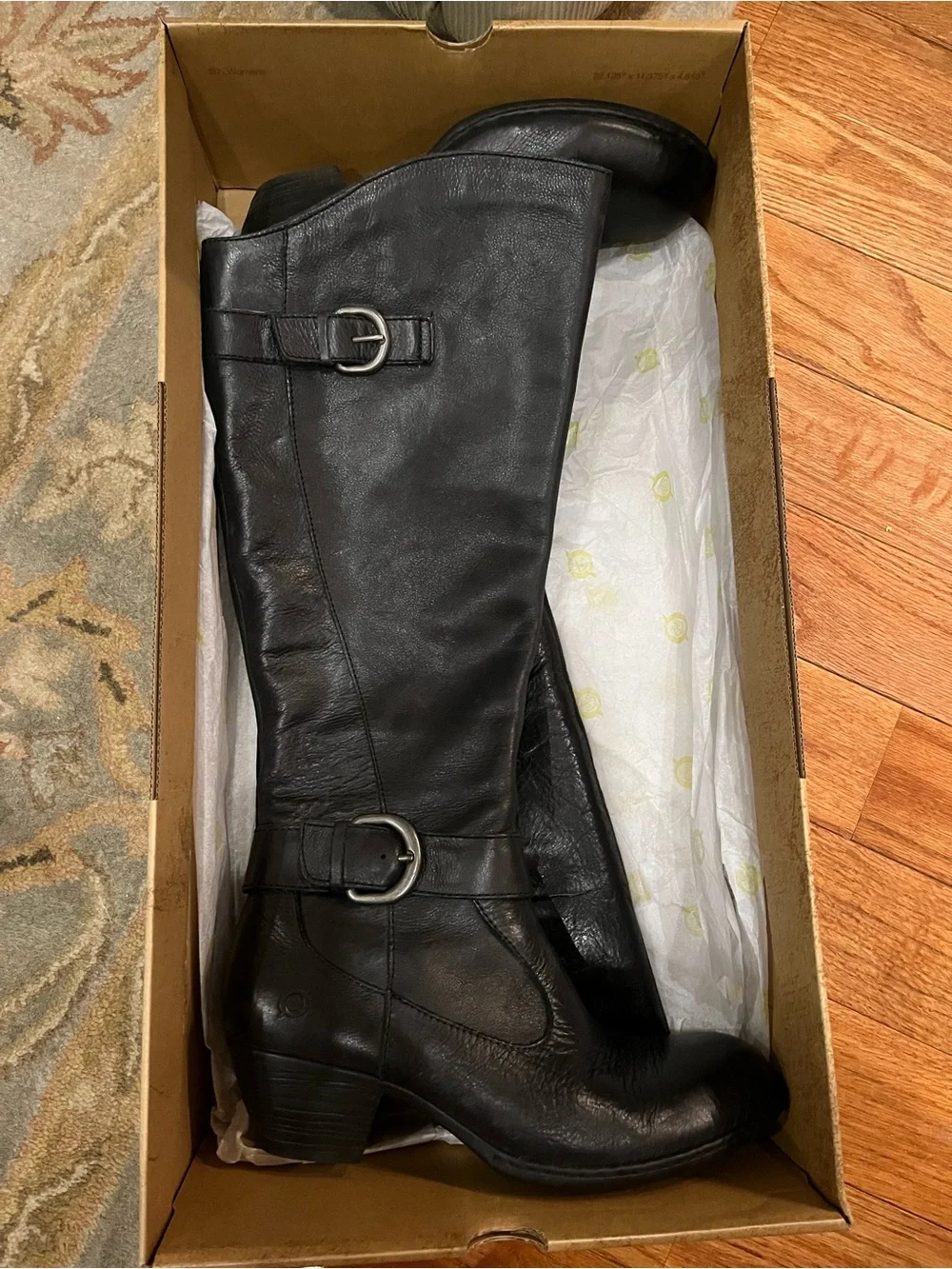 Born Black Leather Over-the-Knee Boots with Buckle Straps